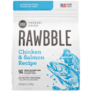BIXBI Pets Rawbble Freeze Dried Dog Food Chicken & Salmon Recipe