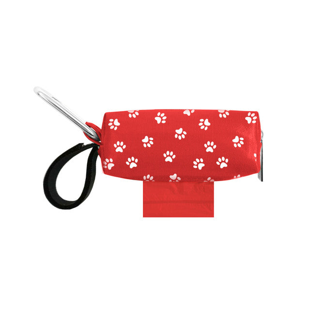 Doggie Walk Red with White Paw Duffel Poop Bag Holder