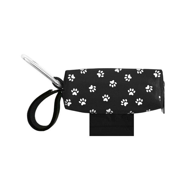 Doggie Walk Black with White Paws Duffel Poop Bag Holder