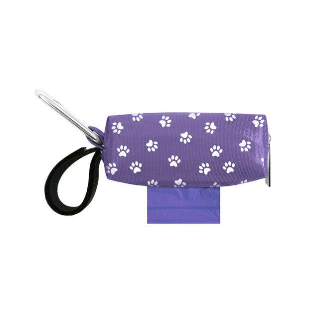 Doggie Walk Purple with White Paws Duffel Poop Bag