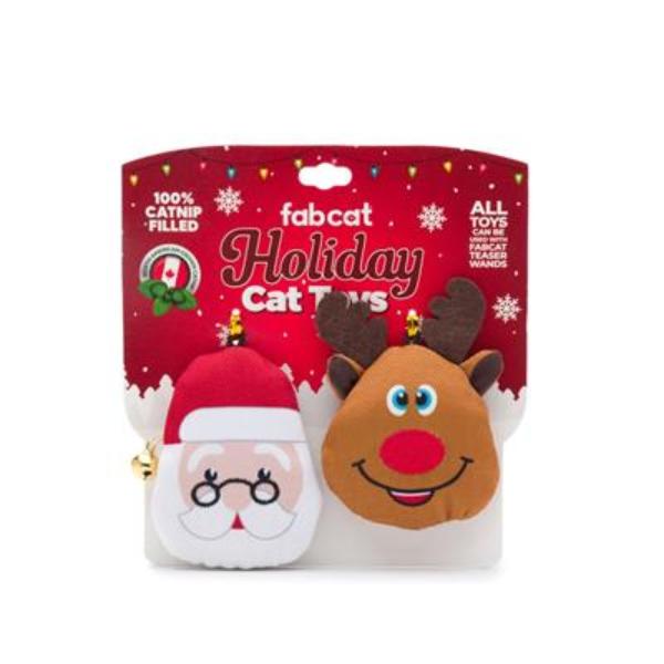 Fabcat Santa/Reindeer 2 Pk Cat Toy Set