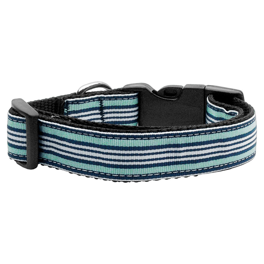 Preppy Stripes Nylon Ribbon Blue & White Collar