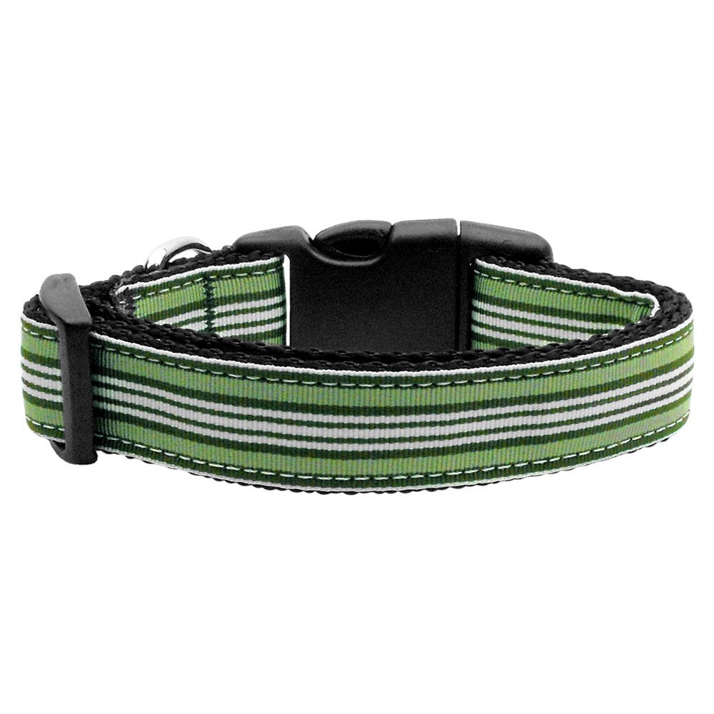 Preppy Stripes Nylon Ribbon Green & White Collar