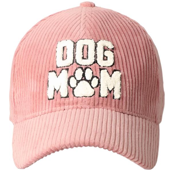 Dog Mom 3D Embroidered Corduroy Baseball Cap - Mauve