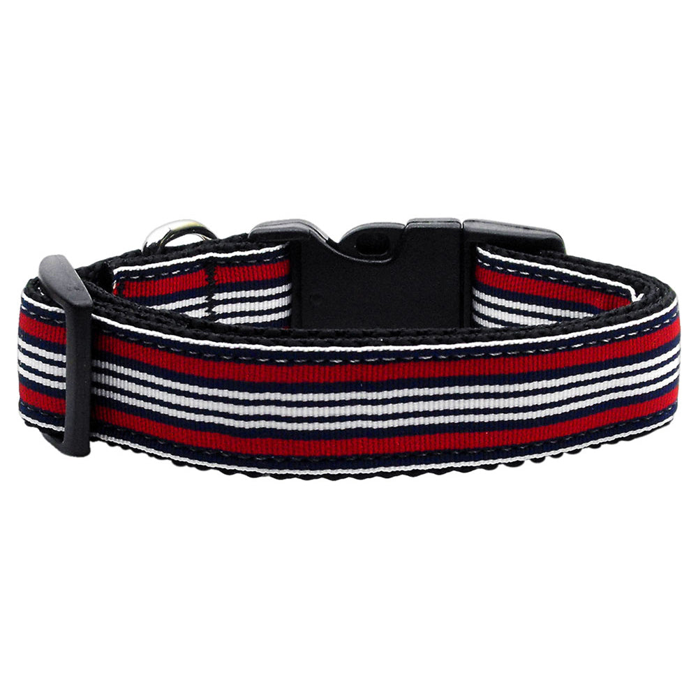Preppy Stripes Nylon Ribbon Red & White Collar