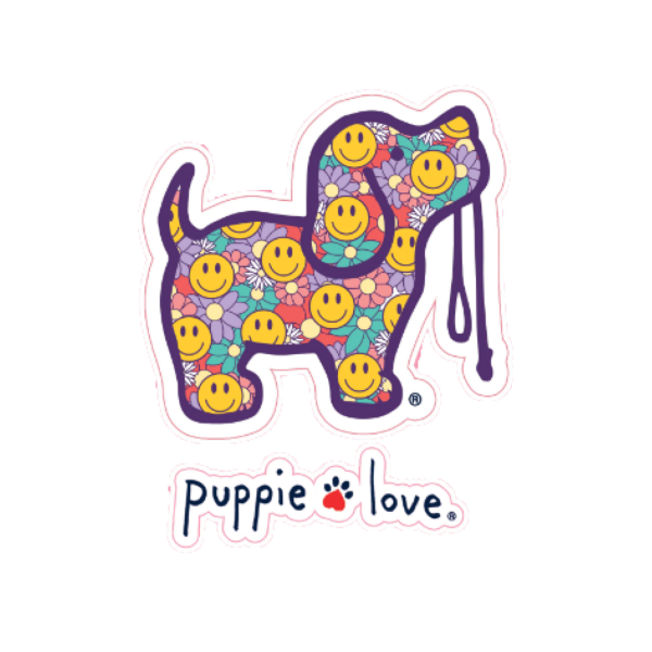 Smiley Flowers Pup Decal