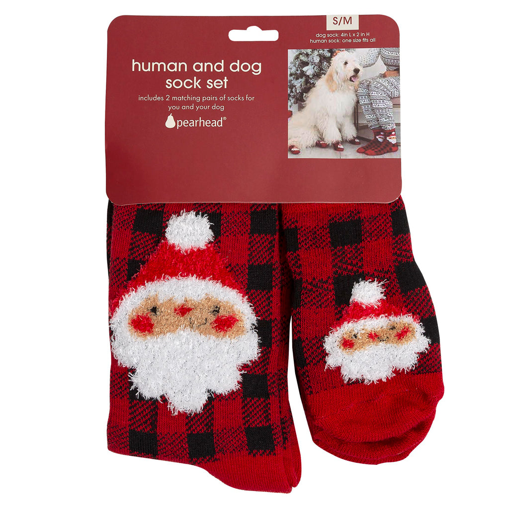 Buffalo Check Santa Human & Dog Sock Set