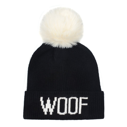 Woof Pompom Black/White Hat