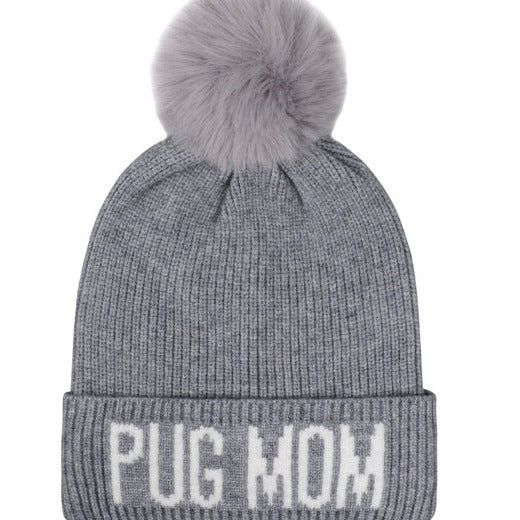 Pug Mom Gray/White Hat