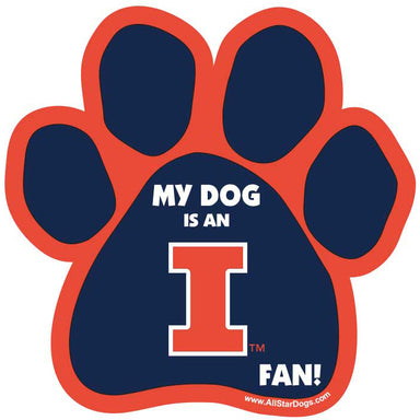All Star Dogs University of Illinois Fighting Illini Paw Car Magnet