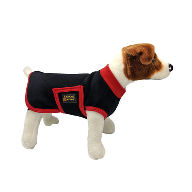 Apache River Black Fleece Dog Coat With Red