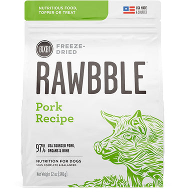 BIXBI Pets Rawbble Freeze Dried Dog Food Pork Recipe