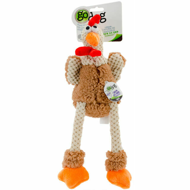 Godog Checkers Skinny Brown Rooster Toy