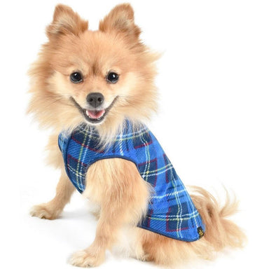 Gold Paw Series Blue Plaid Stretch Fleece Pullover