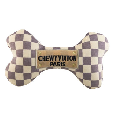 Haute Diggity Dog Chewy Vuiton Checkered Bone Plush Toy