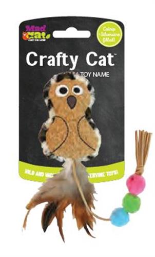 Mad Cat Crafty Cat Pounce Pom Owl Cat Toy With Catnip & Silvervine