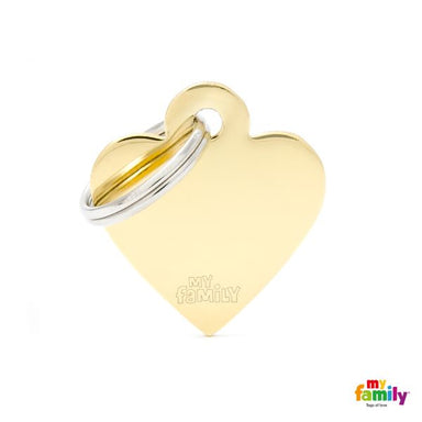 My Family Small Heart in Golden Plated Brass ID Tag