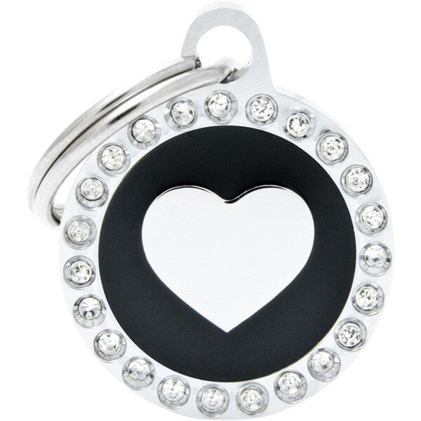 My Family Black Jewel Tag with Silver Heart