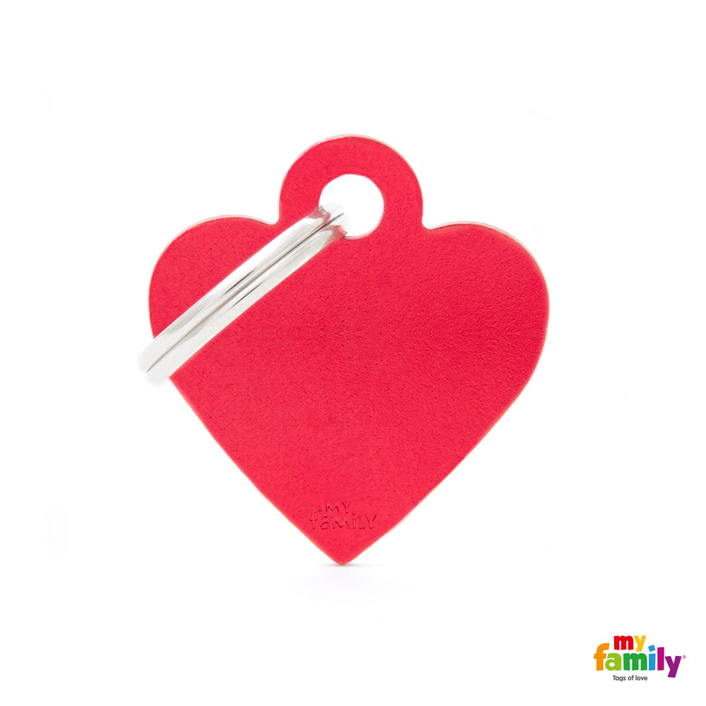 My Family Small Red Heart Aluminum Tag