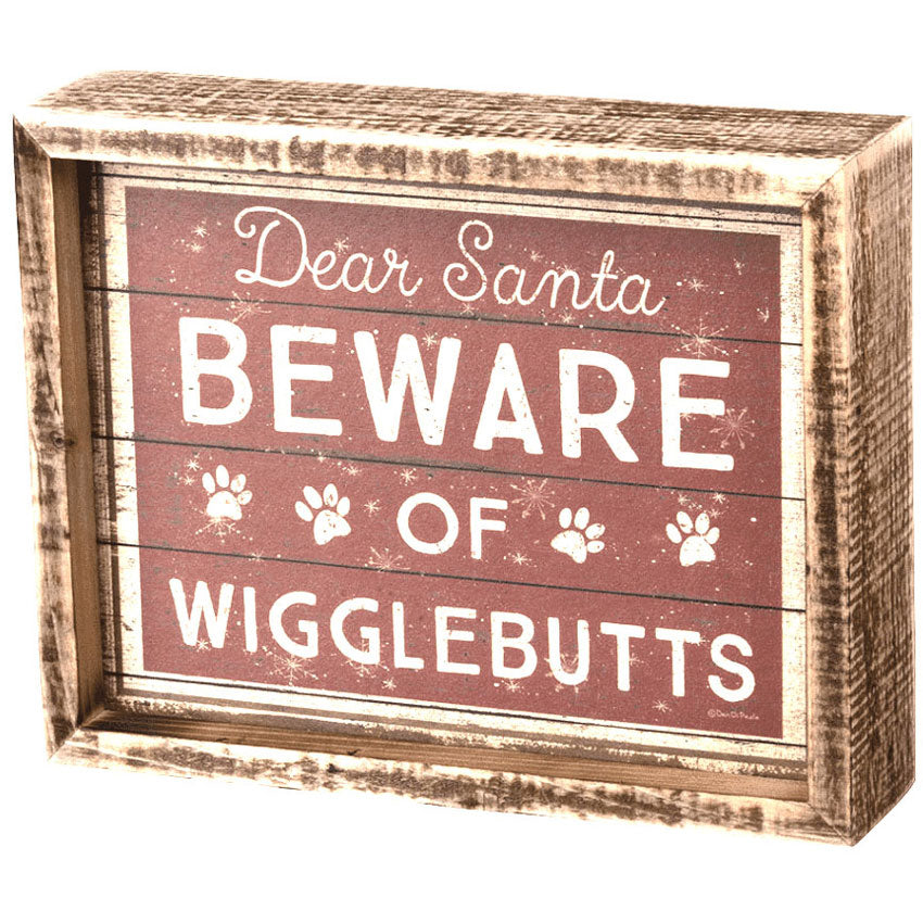 Primitives by Kathy Dear Santa Beware Of Wigglebutts Inset Box Sign