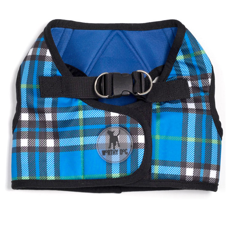 The Worthy Dog Blue Plaid Sidekick Harness Vest