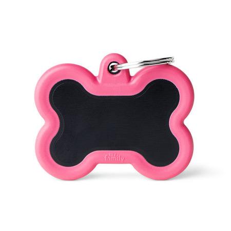Hush Tag Pink & Black Bone Dog Tag