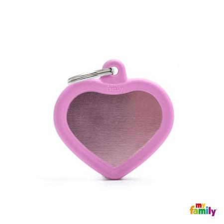 Hushtag Aluminium Pink Heart With Pink Rubber ID Tag