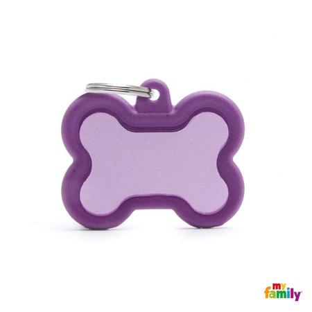 Hushtag Aluminum Purple Bone With Purple Rubber ID Tag