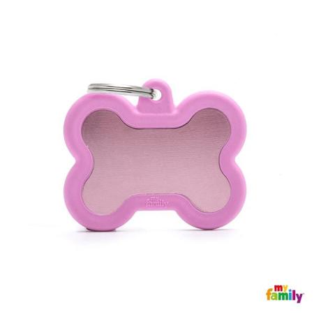 Hushtag Aluminium Pink Bone With Pink Rubber ID Tag