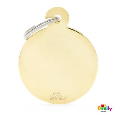Large Round In Gold Plated Brass ID Tag
