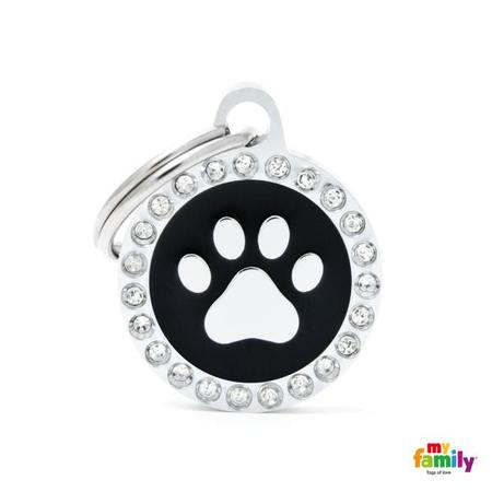 Glam Paw Black Circle Strass ID Tag