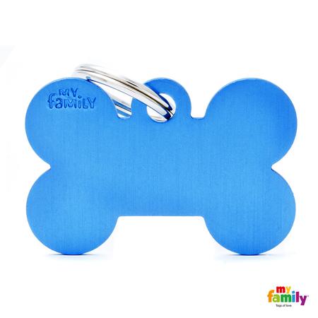 Large Blue Bone Aluminum Tag