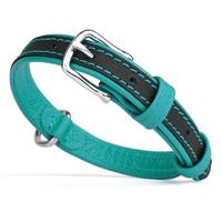 Soft Leather Dual-Color Flat Collar - Teal (Item #193756145122)